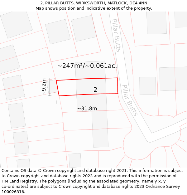 2, PILLAR BUTTS, WIRKSWORTH, MATLOCK, DE4 4NN: Plot and title map