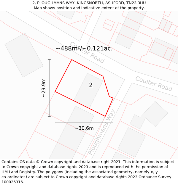 2, PLOUGHMANS WAY, KINGSNORTH, ASHFORD, TN23 3HU: Plot and title map