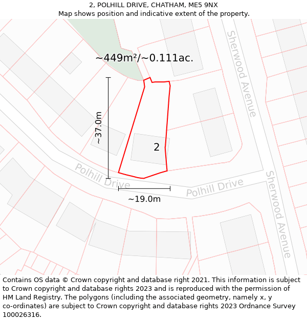 2, POLHILL DRIVE, CHATHAM, ME5 9NX: Plot and title map