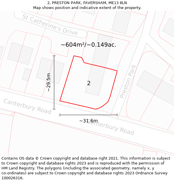 2, PRESTON PARK, FAVERSHAM, ME13 8LN: Plot and title map