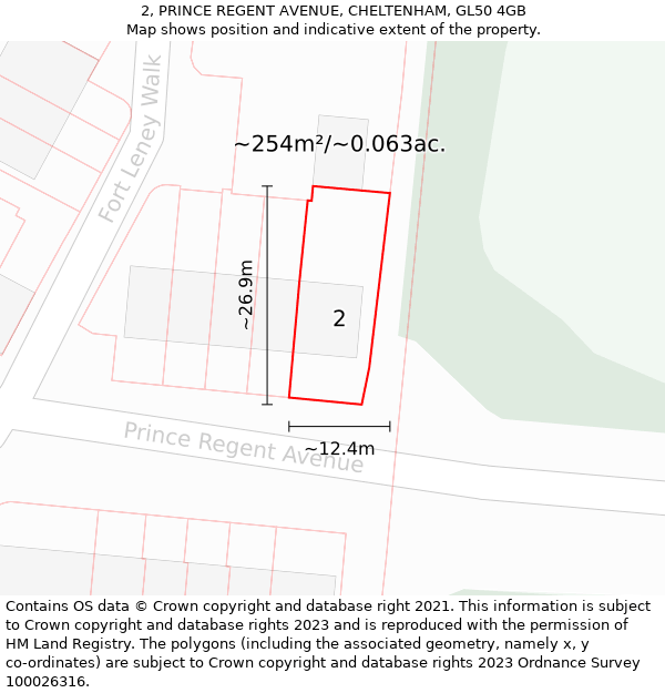 2, PRINCE REGENT AVENUE, CHELTENHAM, GL50 4GB: Plot and title map