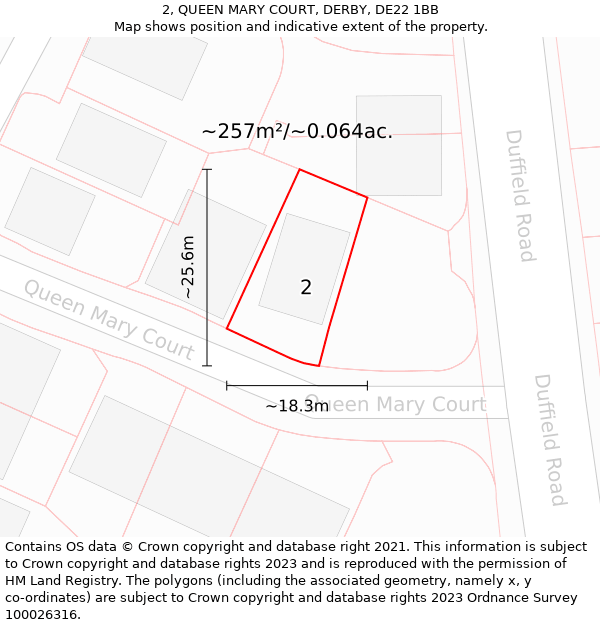 2, QUEEN MARY COURT, DERBY, DE22 1BB: Plot and title map