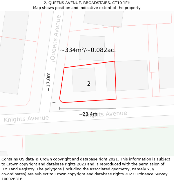 2, QUEENS AVENUE, BROADSTAIRS, CT10 1EH: Plot and title map