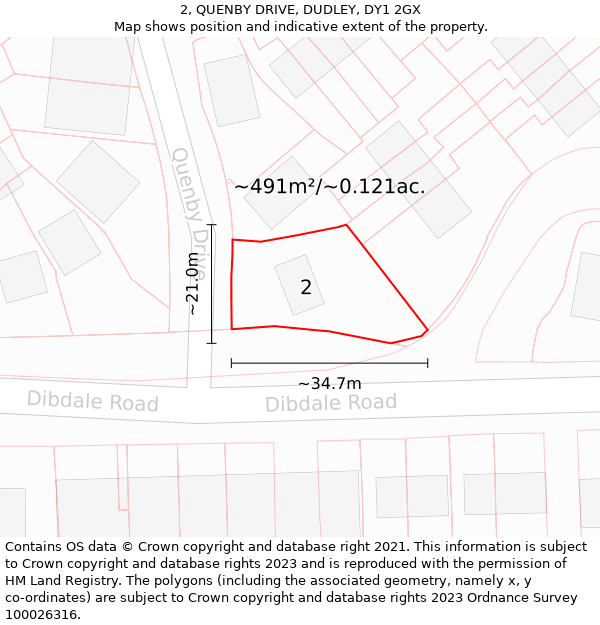 2, QUENBY DRIVE, DUDLEY, DY1 2GX: Plot and title map
