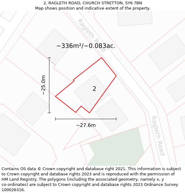 2, RAGLETH ROAD, CHURCH STRETTON, SY6 7BN: Plot and title map