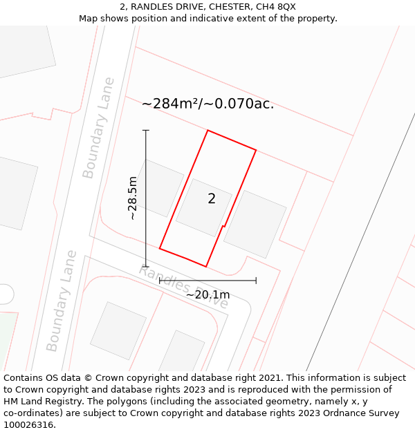 2, RANDLES DRIVE, CHESTER, CH4 8QX: Plot and title map