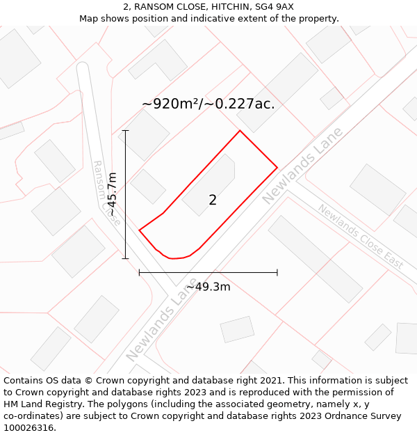 2, RANSOM CLOSE, HITCHIN, SG4 9AX: Plot and title map