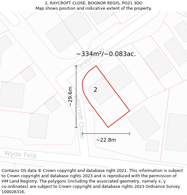 2, RAYCROFT CLOSE, BOGNOR REGIS, PO21 3DG: Plot and title map