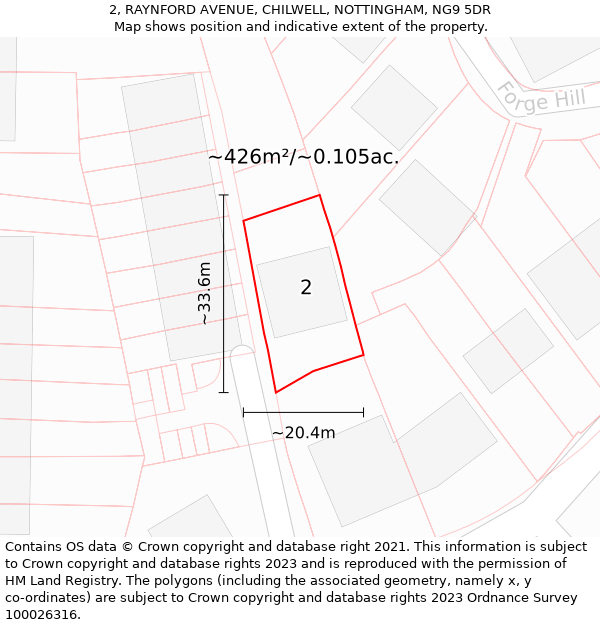 2, RAYNFORD AVENUE, CHILWELL, NOTTINGHAM, NG9 5DR: Plot and title map