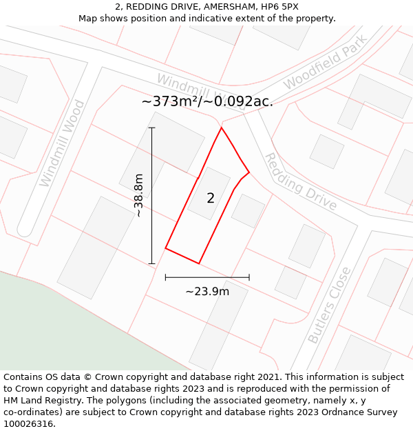 2, REDDING DRIVE, AMERSHAM, HP6 5PX: Plot and title map