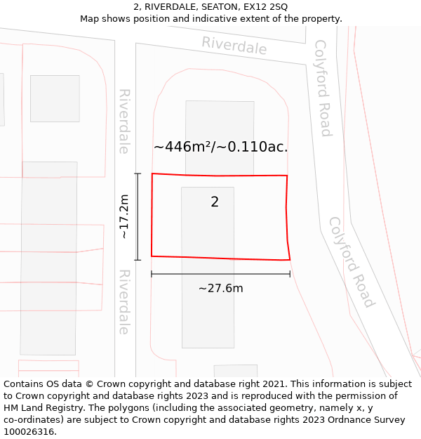 2, RIVERDALE, SEATON, EX12 2SQ: Plot and title map