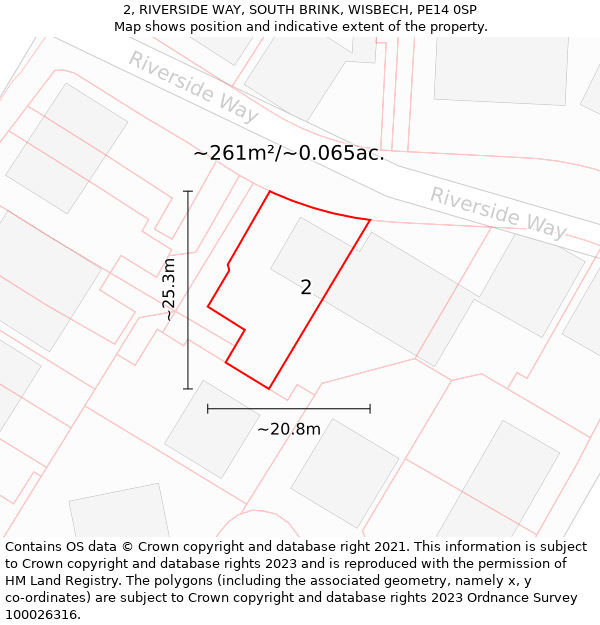 2, RIVERSIDE WAY, SOUTH BRINK, WISBECH, PE14 0SP: Plot and title map