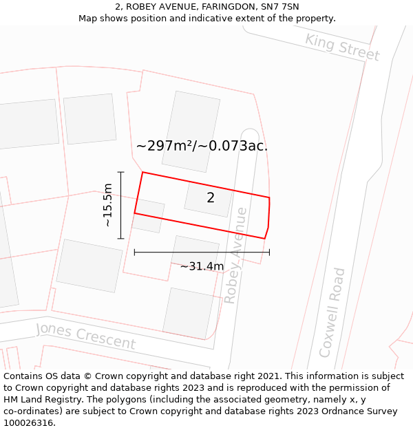 2, ROBEY AVENUE, FARINGDON, SN7 7SN: Plot and title map