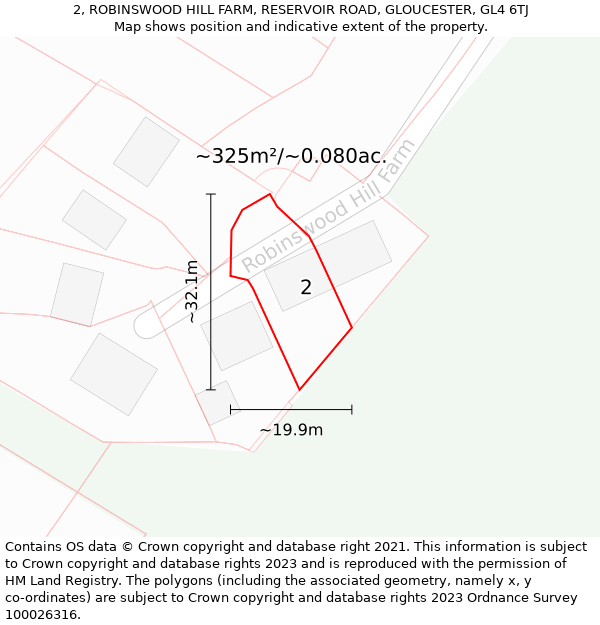 2, ROBINSWOOD HILL FARM, RESERVOIR ROAD, GLOUCESTER, GL4 6TJ: Plot and title map