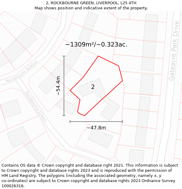 2, ROCKBOURNE GREEN, LIVERPOOL, L25 4TH: Plot and title map