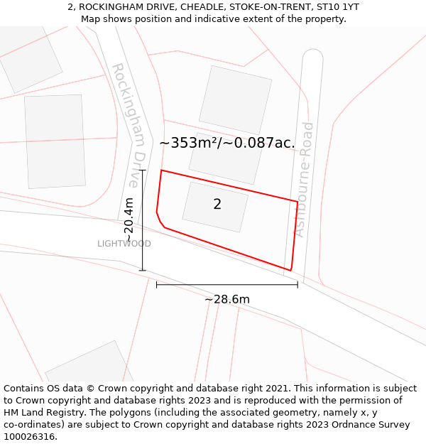 2, ROCKINGHAM DRIVE, CHEADLE, STOKE-ON-TRENT, ST10 1YT: Plot and title map