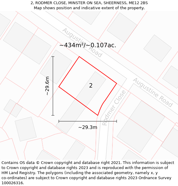 2, RODMER CLOSE, MINSTER ON SEA, SHEERNESS, ME12 2BS: Plot and title map