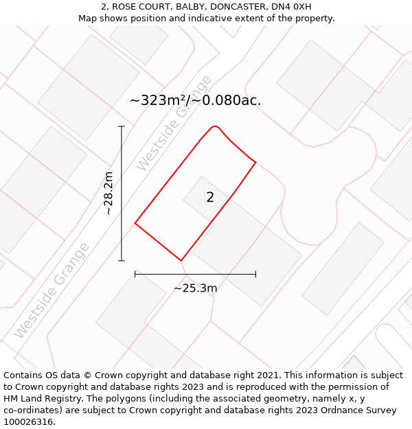 2, ROSE COURT, BALBY, DONCASTER, DN4 0XH: Plot and title map