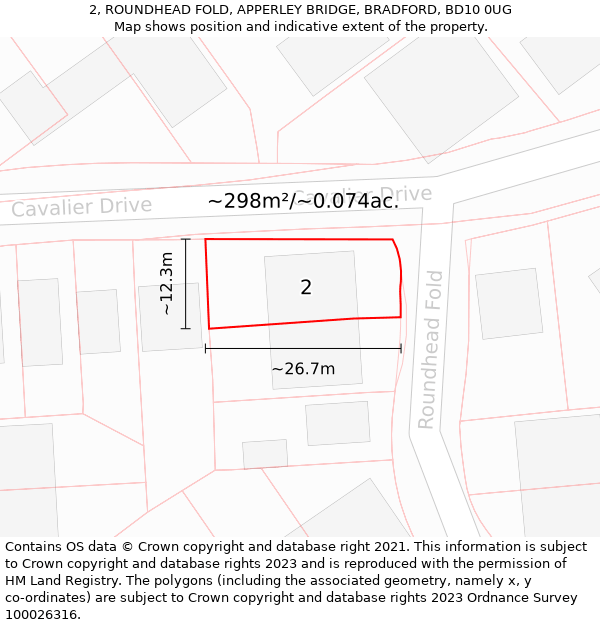 2, ROUNDHEAD FOLD, APPERLEY BRIDGE, BRADFORD, BD10 0UG: Plot and title map