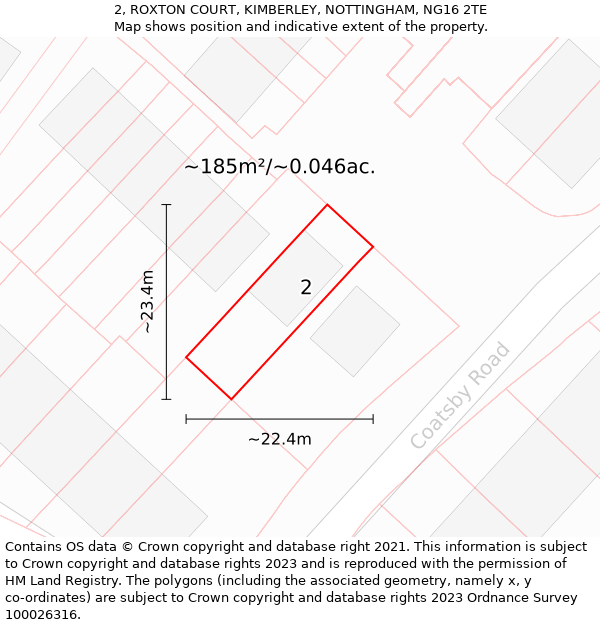 2, ROXTON COURT, KIMBERLEY, NOTTINGHAM, NG16 2TE: Plot and title map