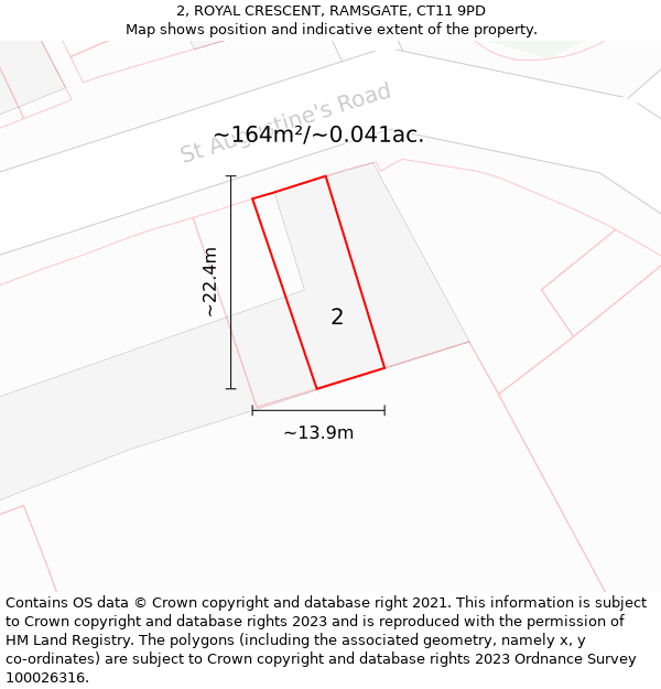 2, ROYAL CRESCENT, RAMSGATE, CT11 9PD: Plot and title map