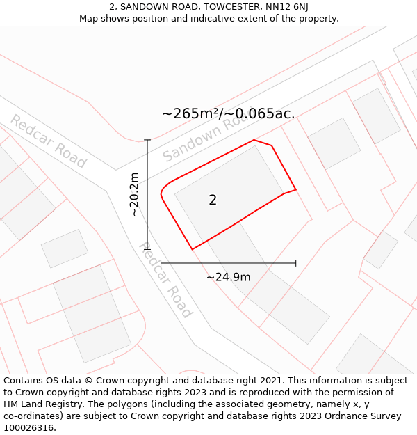 2, SANDOWN ROAD, TOWCESTER, NN12 6NJ: Plot and title map