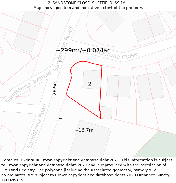 2, SANDSTONE CLOSE, SHEFFIELD, S9 1AH: Plot and title map