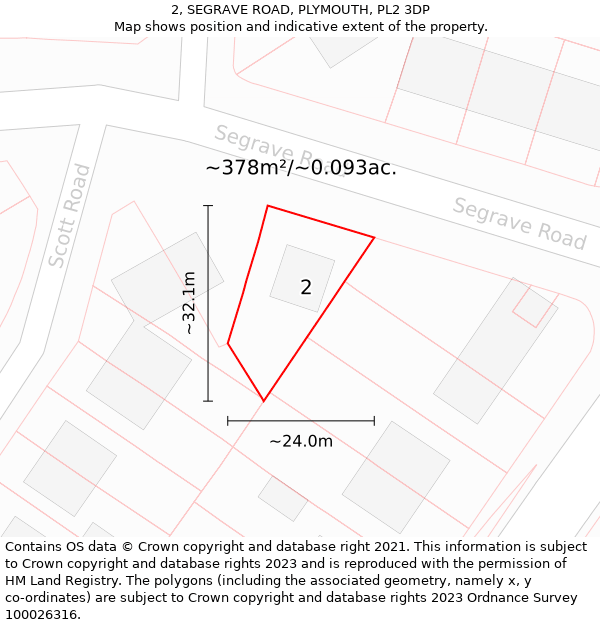 2, SEGRAVE ROAD, PLYMOUTH, PL2 3DP: Plot and title map