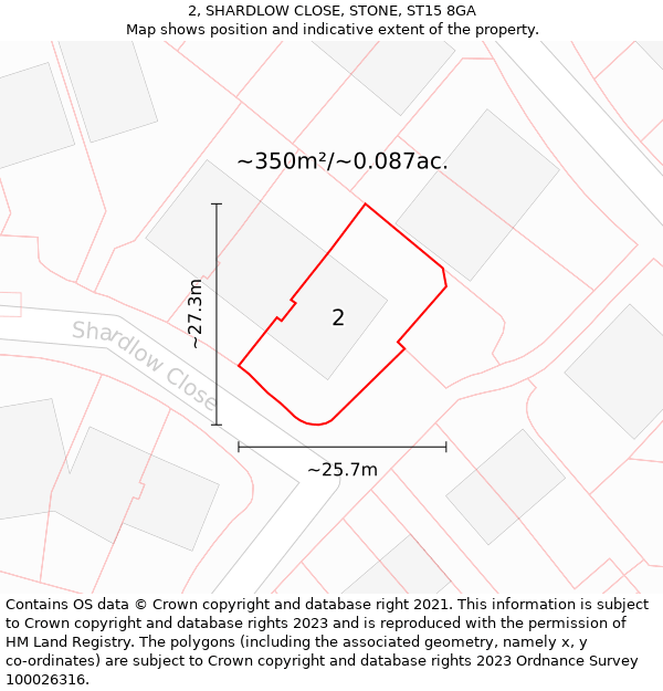 2, SHARDLOW CLOSE, STONE, ST15 8GA: Plot and title map