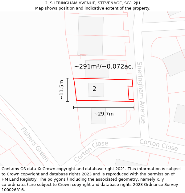 2, SHERINGHAM AVENUE, STEVENAGE, SG1 2JU: Plot and title map