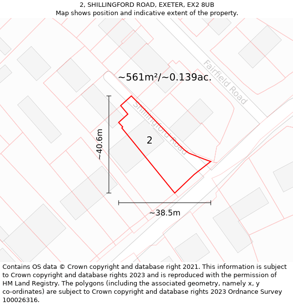2, SHILLINGFORD ROAD, EXETER, EX2 8UB: Plot and title map