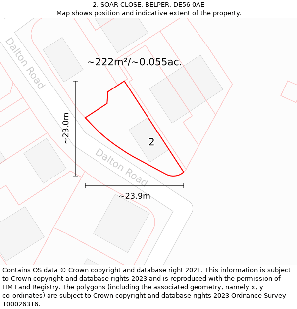 2, SOAR CLOSE, BELPER, DE56 0AE: Plot and title map