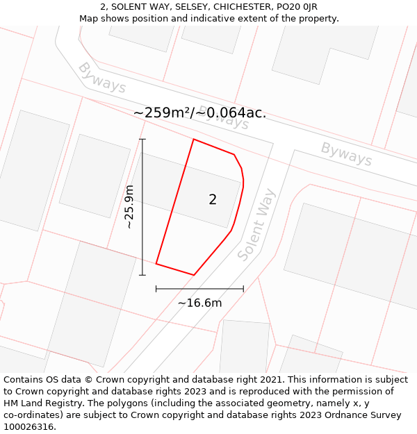 2, SOLENT WAY, SELSEY, CHICHESTER, PO20 0JR: Plot and title map