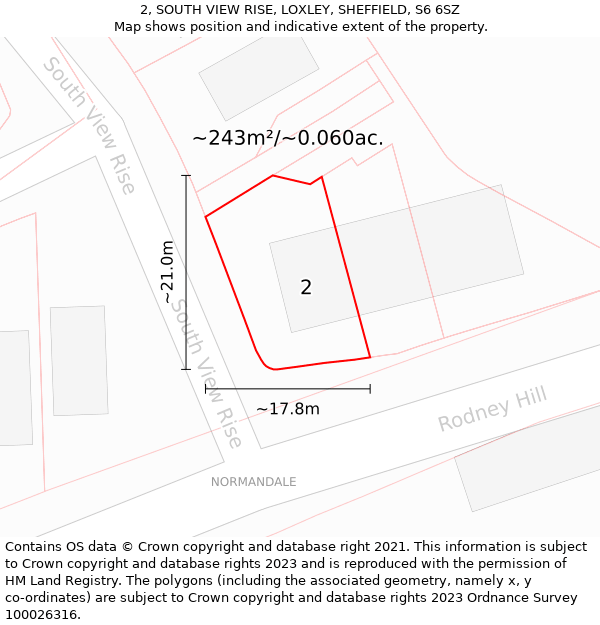 2, SOUTH VIEW RISE, LOXLEY, SHEFFIELD, S6 6SZ: Plot and title map