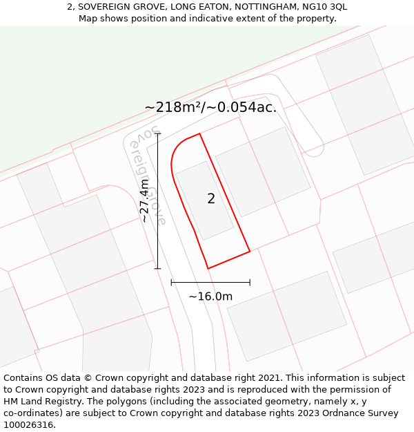 2, SOVEREIGN GROVE, LONG EATON, NOTTINGHAM, NG10 3QL: Plot and title map