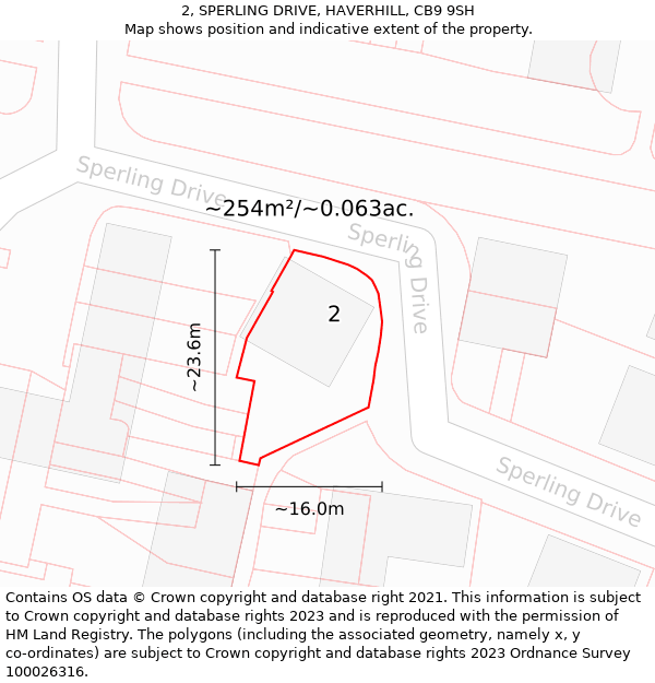 2, SPERLING DRIVE, HAVERHILL, CB9 9SH: Plot and title map