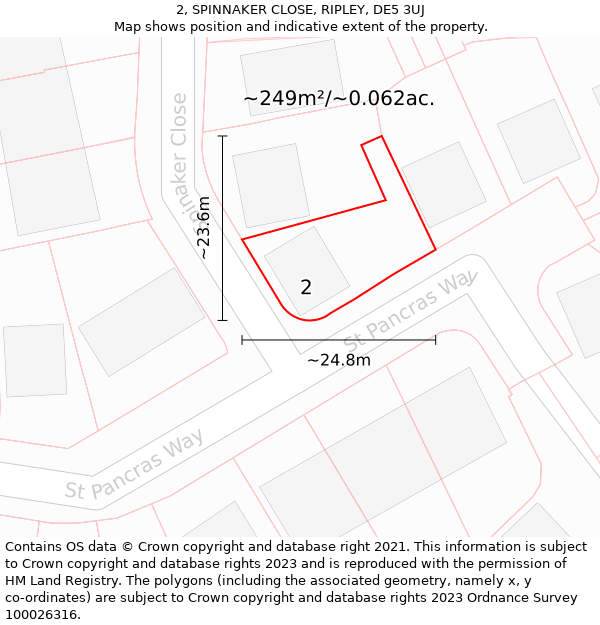 2, SPINNAKER CLOSE, RIPLEY, DE5 3UJ: Plot and title map