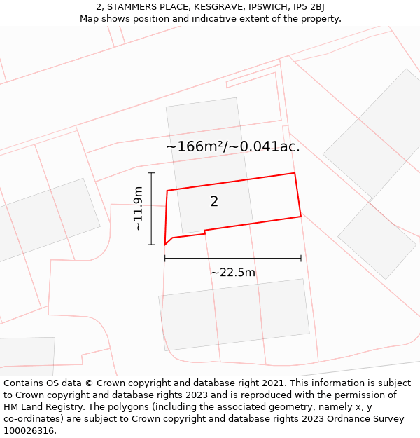 2, STAMMERS PLACE, KESGRAVE, IPSWICH, IP5 2BJ: Plot and title map