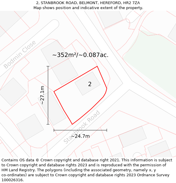 2, STANBROOK ROAD, BELMONT, HEREFORD, HR2 7ZA: Plot and title map