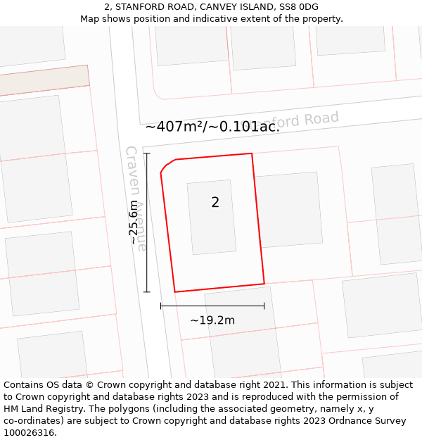 2, STANFORD ROAD, CANVEY ISLAND, SS8 0DG: Plot and title map