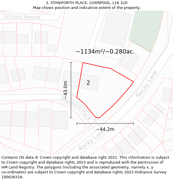 2, STANIFORTH PLACE, LIVERPOOL, L16 1LD: Plot and title map
