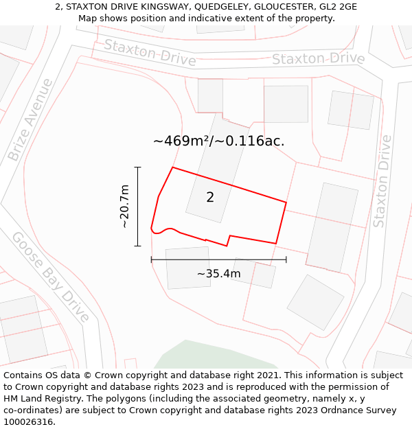 2, STAXTON DRIVE KINGSWAY, QUEDGELEY, GLOUCESTER, GL2 2GE: Plot and title map