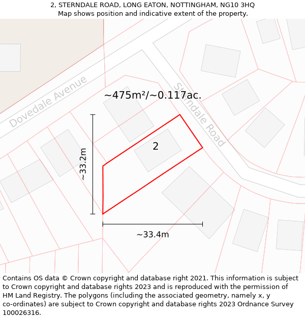2, STERNDALE ROAD, LONG EATON, NOTTINGHAM, NG10 3HQ: Plot and title map