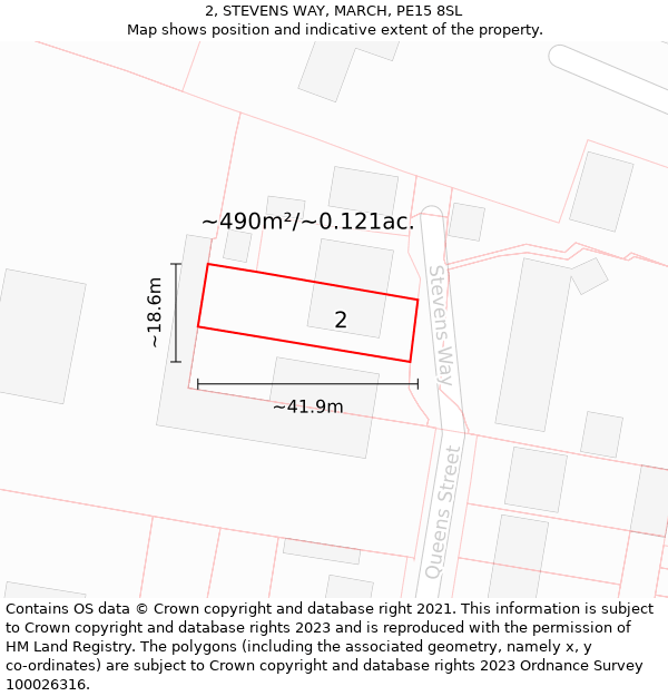 2, STEVENS WAY, MARCH, PE15 8SL: Plot and title map