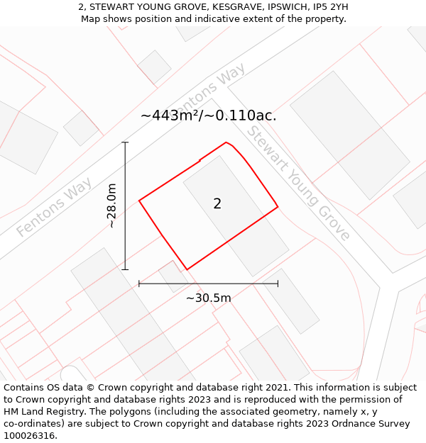 2, STEWART YOUNG GROVE, KESGRAVE, IPSWICH, IP5 2YH: Plot and title map