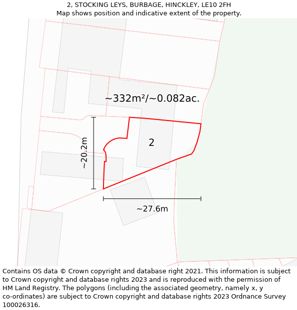 2, STOCKING LEYS, BURBAGE, HINCKLEY, LE10 2FH: Plot and title map