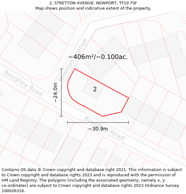 2, STRETTON AVENUE, NEWPORT, TF10 7SF: Plot and title map