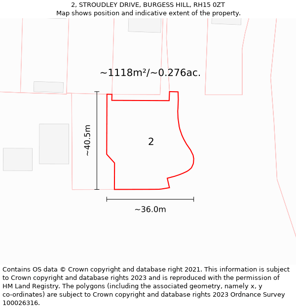 2, STROUDLEY DRIVE, BURGESS HILL, RH15 0ZT: Plot and title map