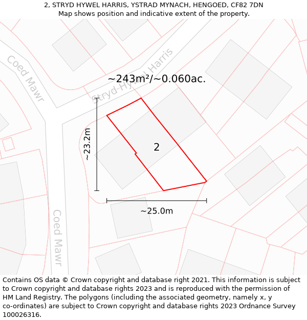 2, STRYD HYWEL HARRIS, YSTRAD MYNACH, HENGOED, CF82 7DN: Plot and title map