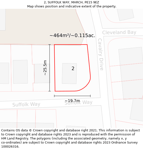 2, SUFFOLK WAY, MARCH, PE15 9EZ: Plot and title map